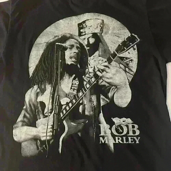 Vintage 90s Bob Marley T-Shirt Mens Rap Tee Rasta Front Back Large - Picture 7 of 7
